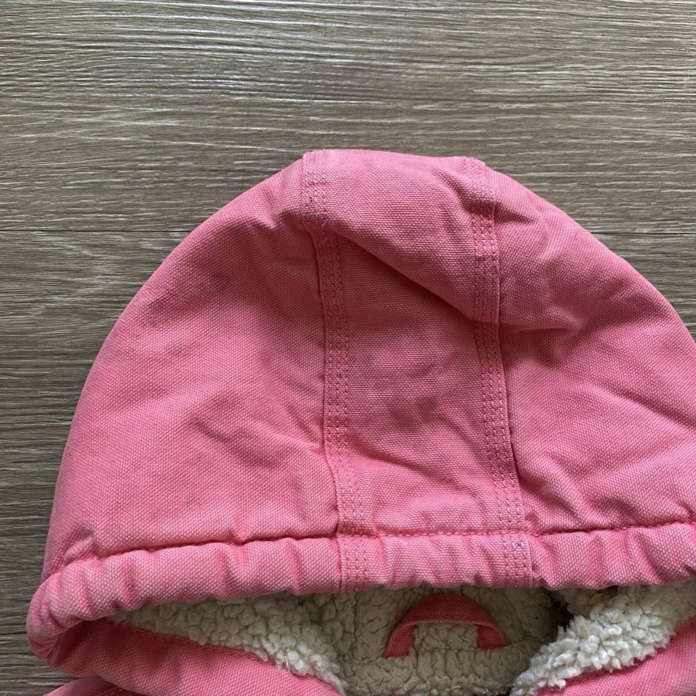 Carhartt Duck Canvas Jacket Girls 18M Toddler Sherpa Lined Hooded Cotton READ